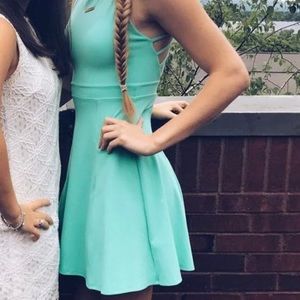 Susana Monaco Teal Strappy Back Skater Dress
